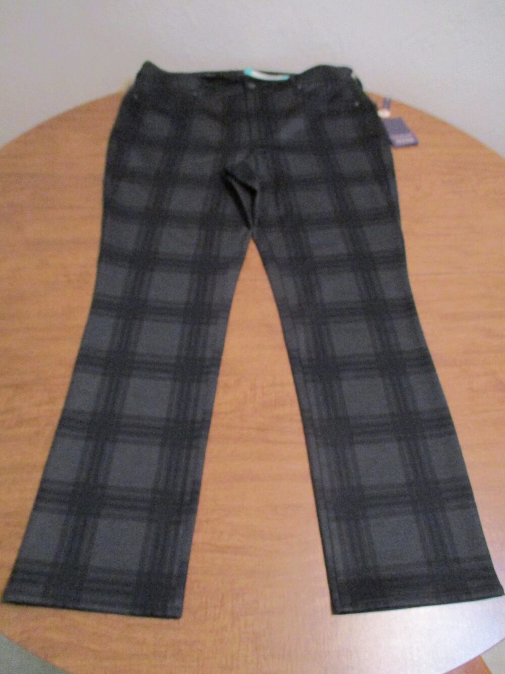 NYDJ MARILYN STRAIT LEG DARK GREY PLAID PANT 16W - Picture 1 of 5